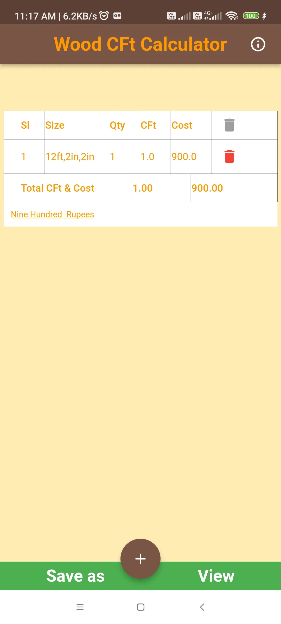 Wood CFT Calculator | Indus Appstore | Screenshot