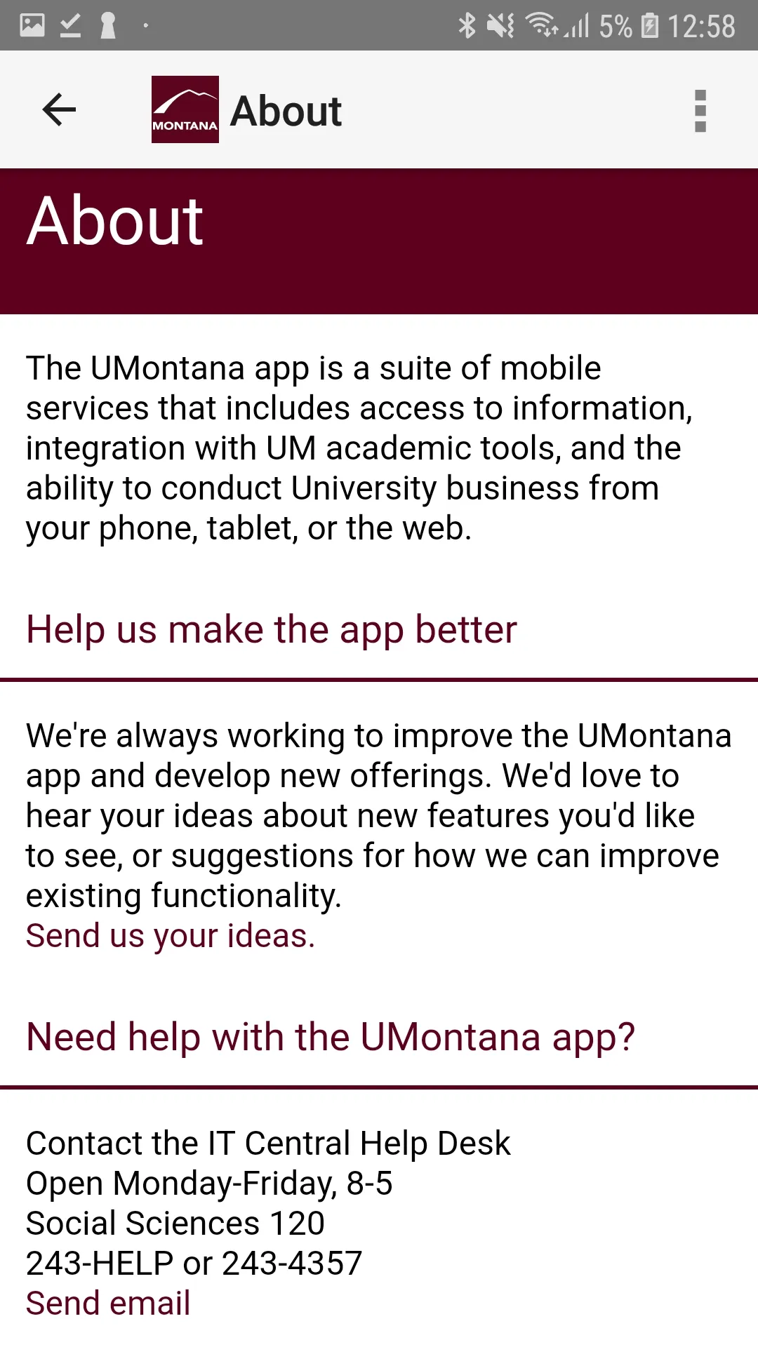 University of Montana | Indus Appstore | Screenshot