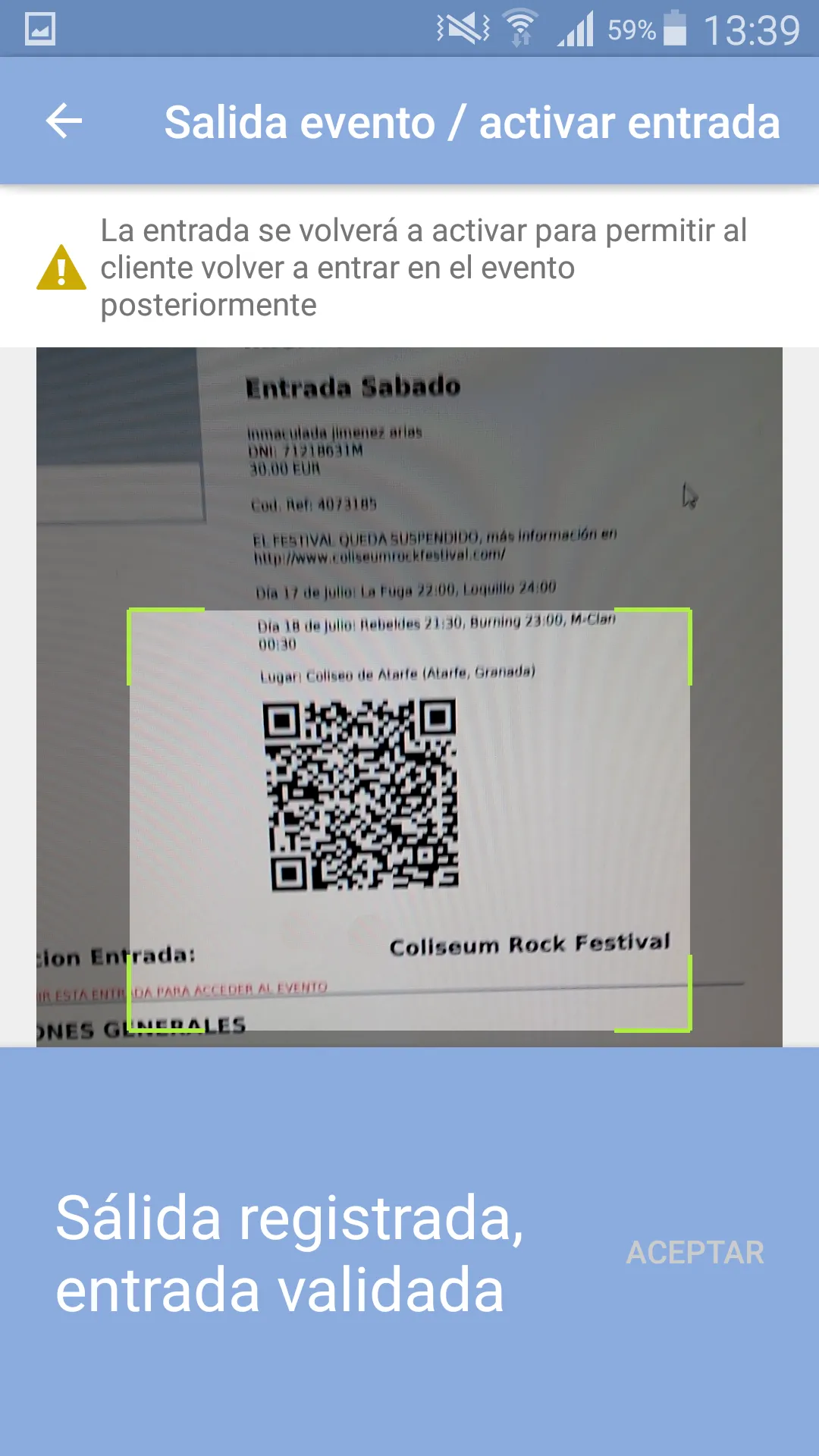 Gestión Entradas QR | Indus Appstore | Screenshot