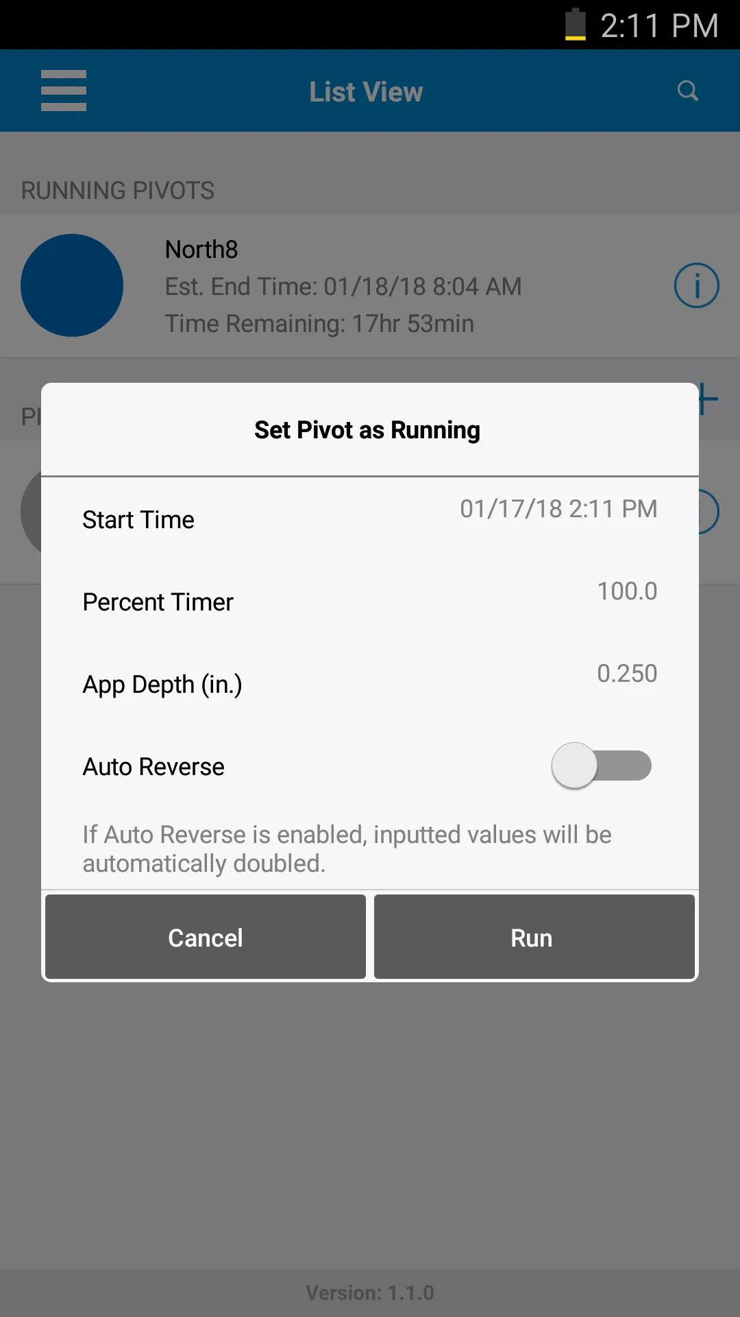 Valley Irrigation Run Time | Indus Appstore | Screenshot