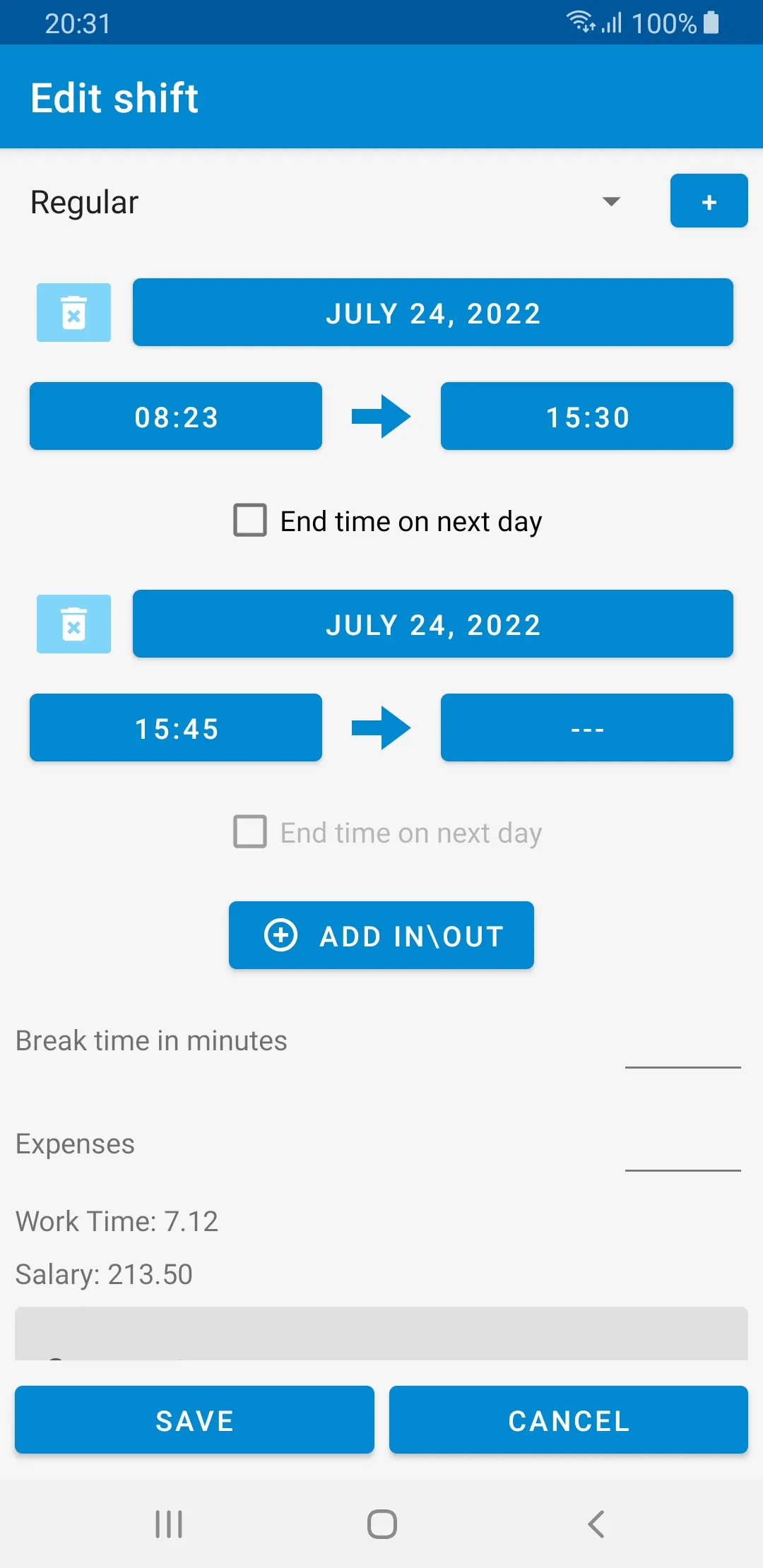 Shift Logger - Time Tracker | Indus Appstore | Screenshot