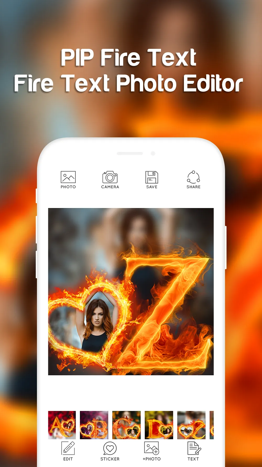 Fire Text Photo Frame | Indus Appstore | Screenshot