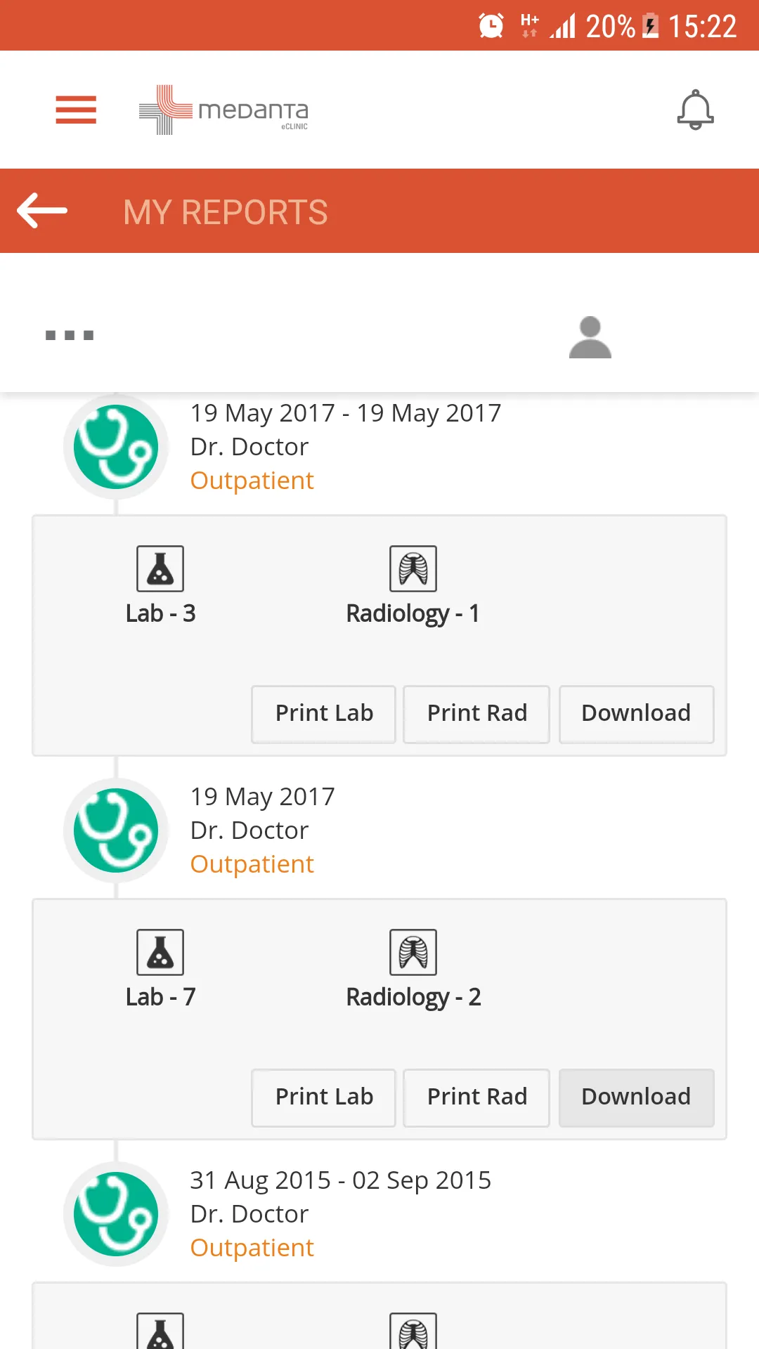 Medanta eCLINIC - Patient App | Indus Appstore | Screenshot