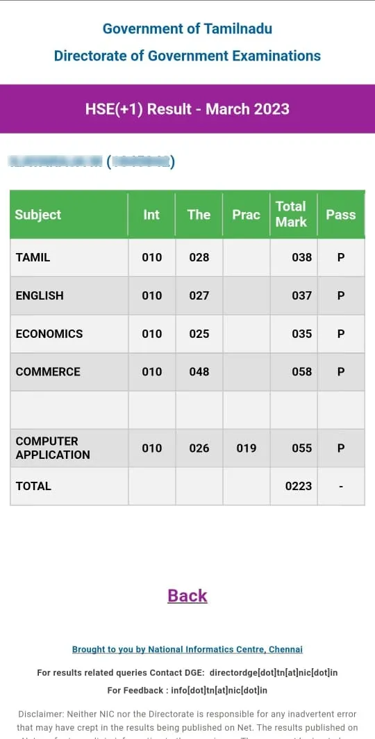 TN HSE(+1) Results | Indus Appstore | Screenshot