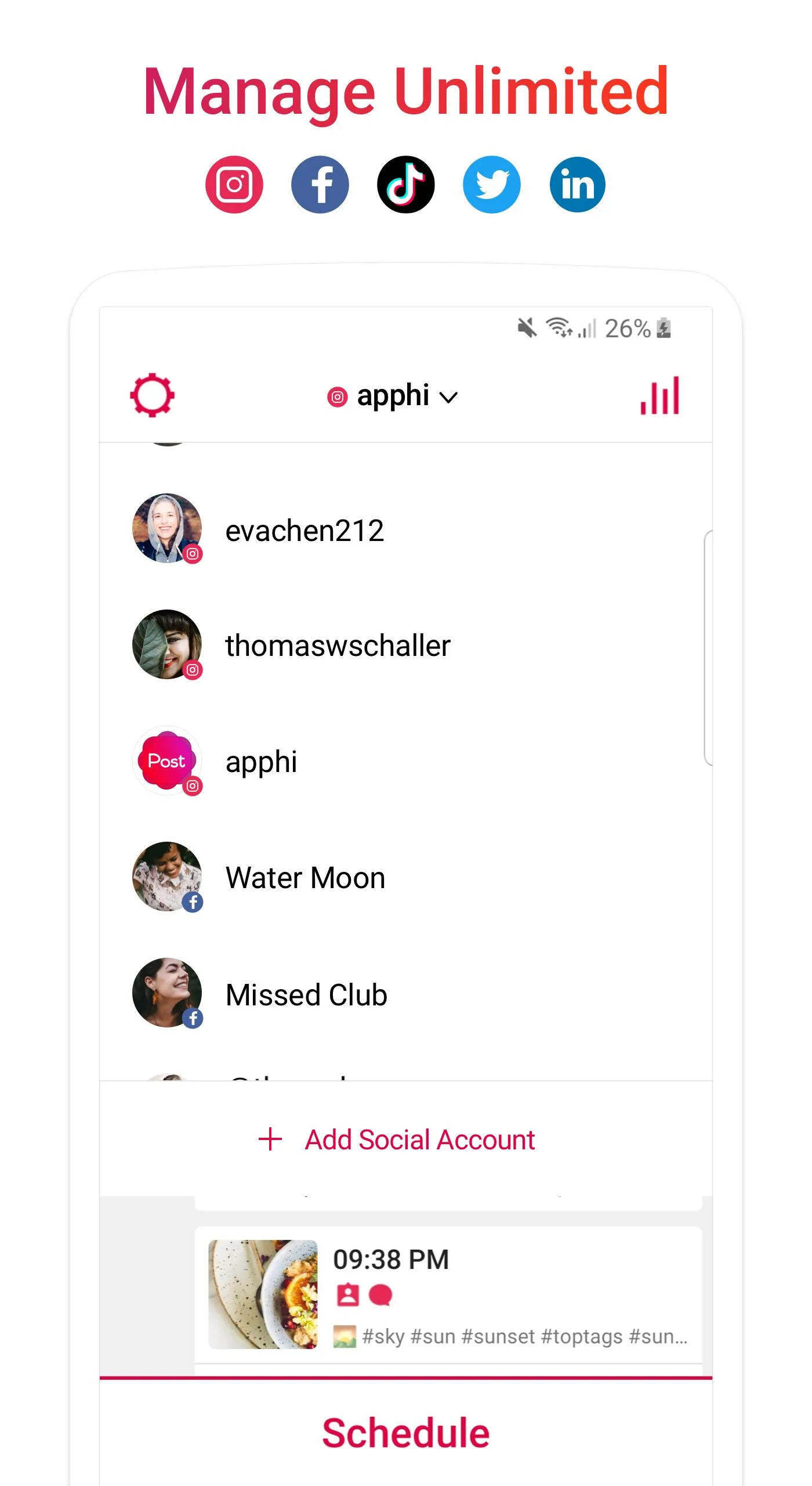 Apphi: Schedule Social Media | Indus Appstore | Screenshot