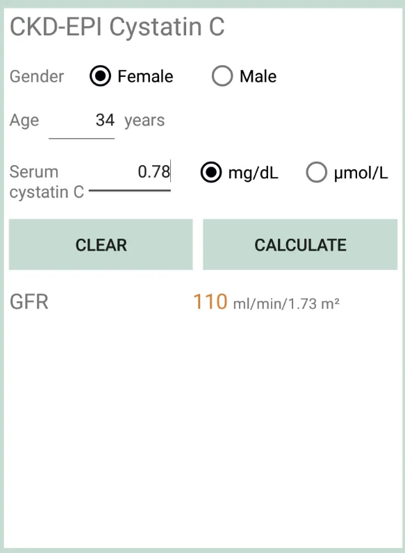 eGFR Calculator | Indus Appstore | Screenshot