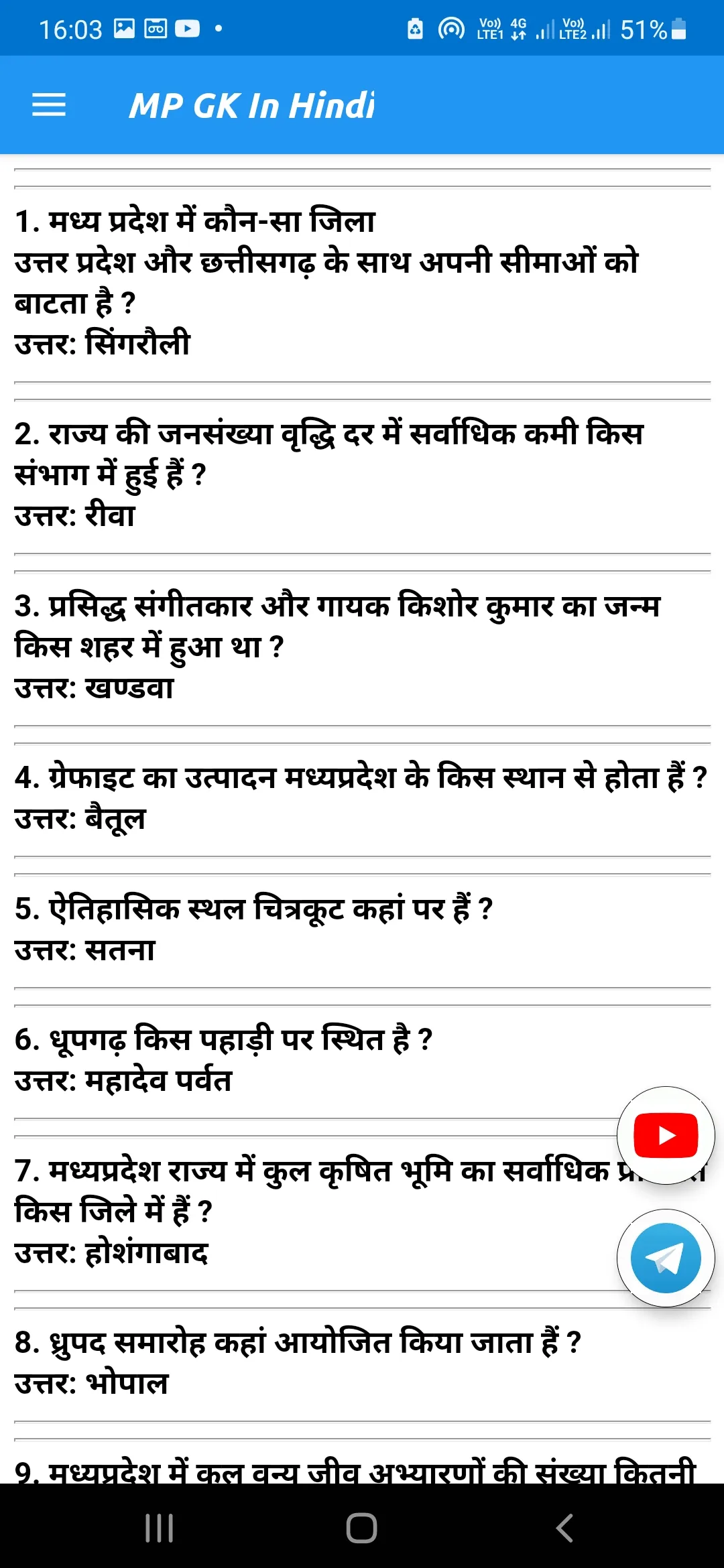 Madhya Pradesh Gk Hindi 2023 | Indus Appstore | Screenshot