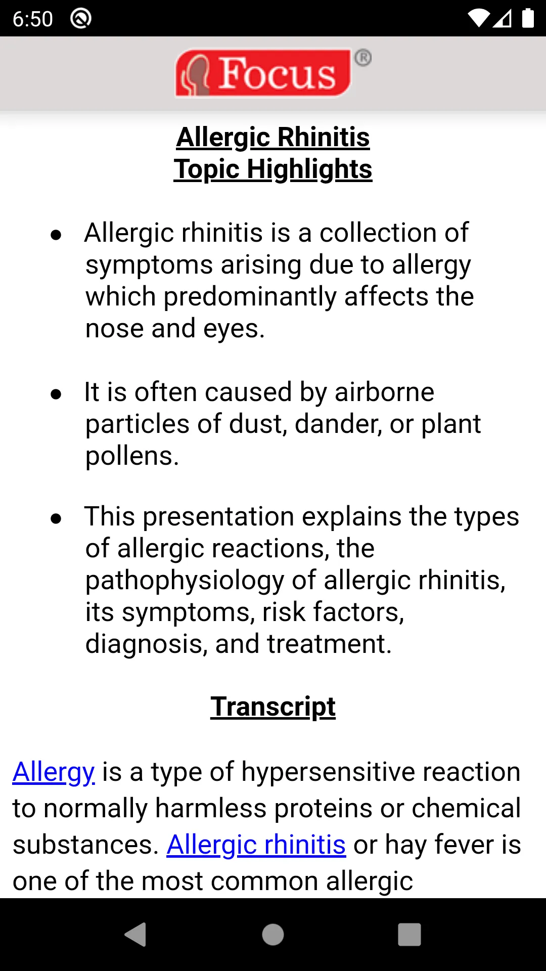 Allergic Rhinitis | Indus Appstore | Screenshot