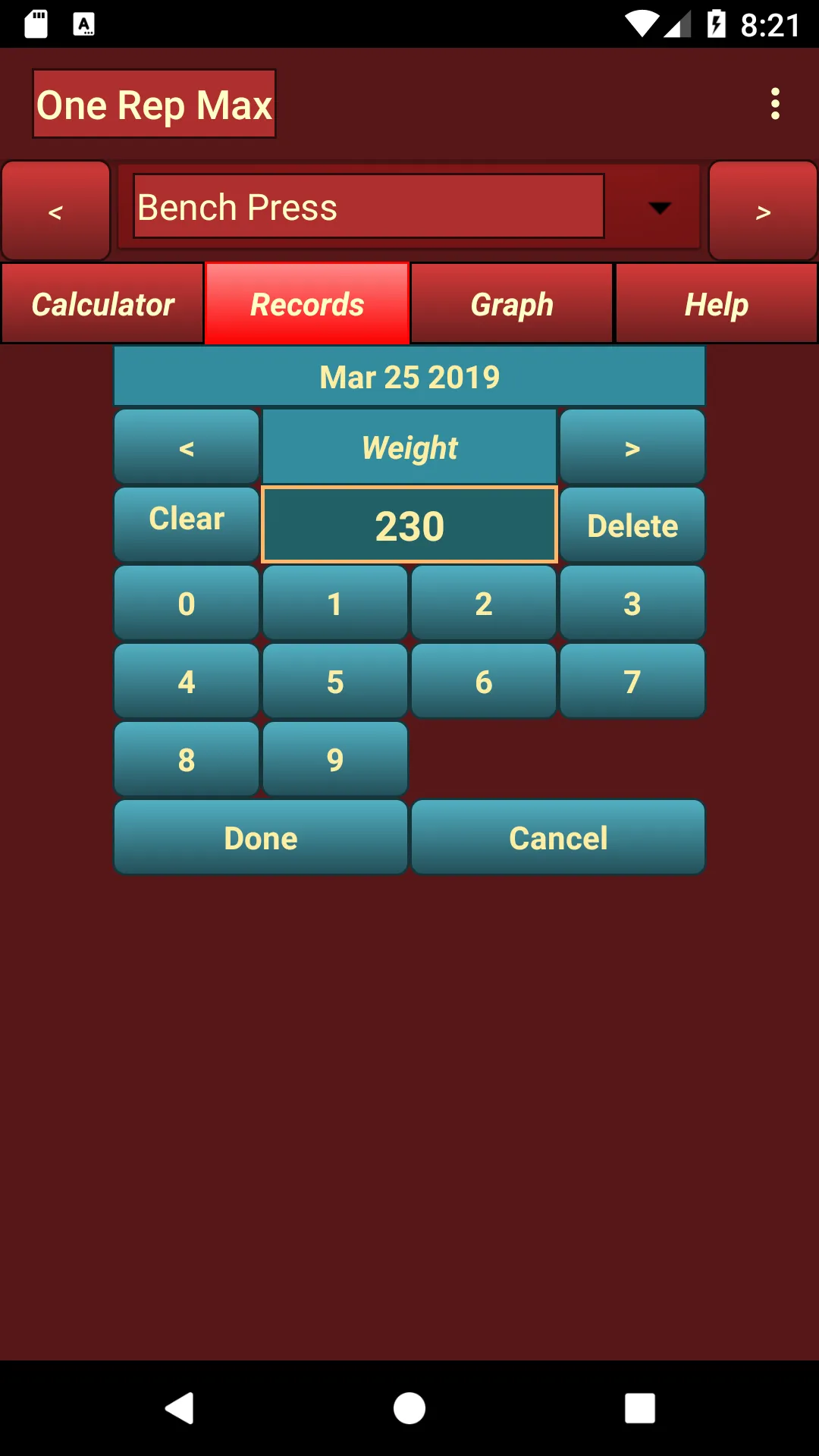 One Rep Max Calculator | Indus Appstore | Screenshot