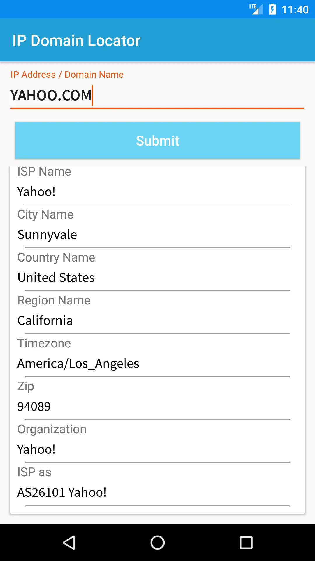 IP Domain Locator | Indus Appstore | Screenshot