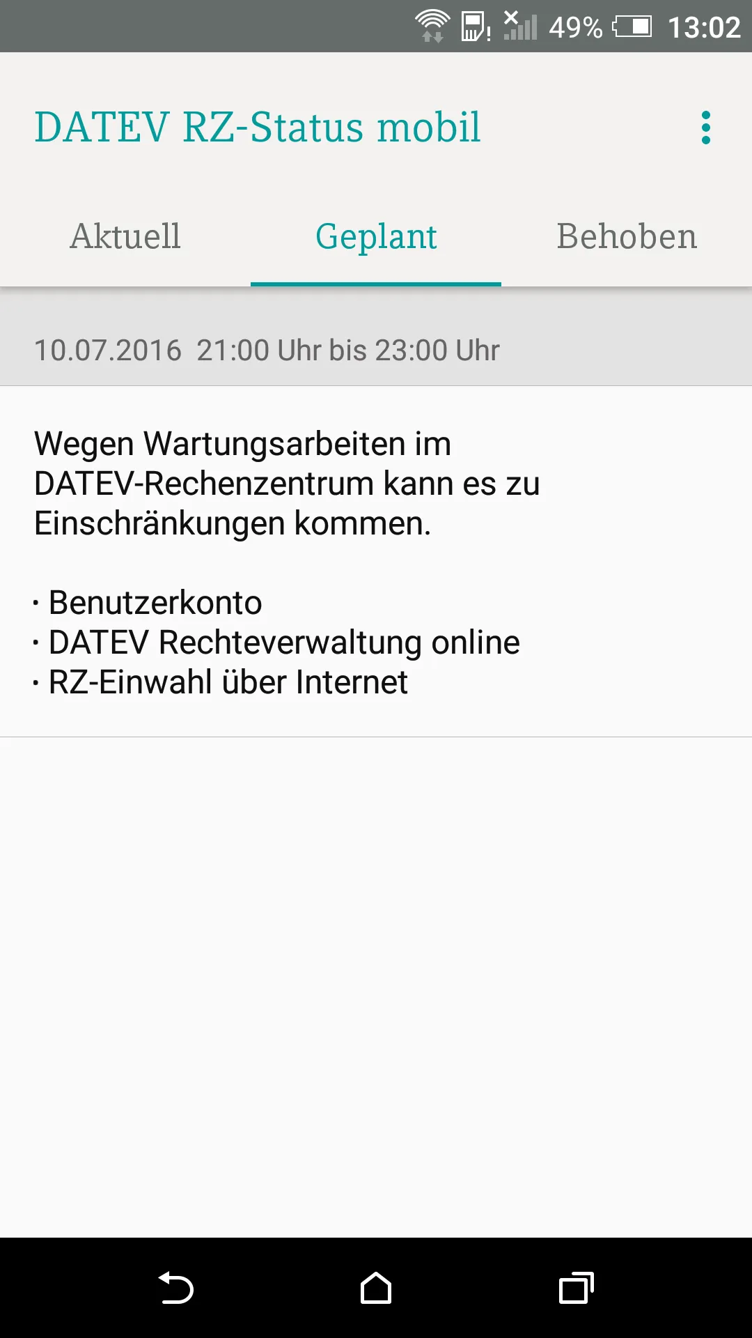 DATEV RZ-Status mobil | Indus Appstore | Screenshot