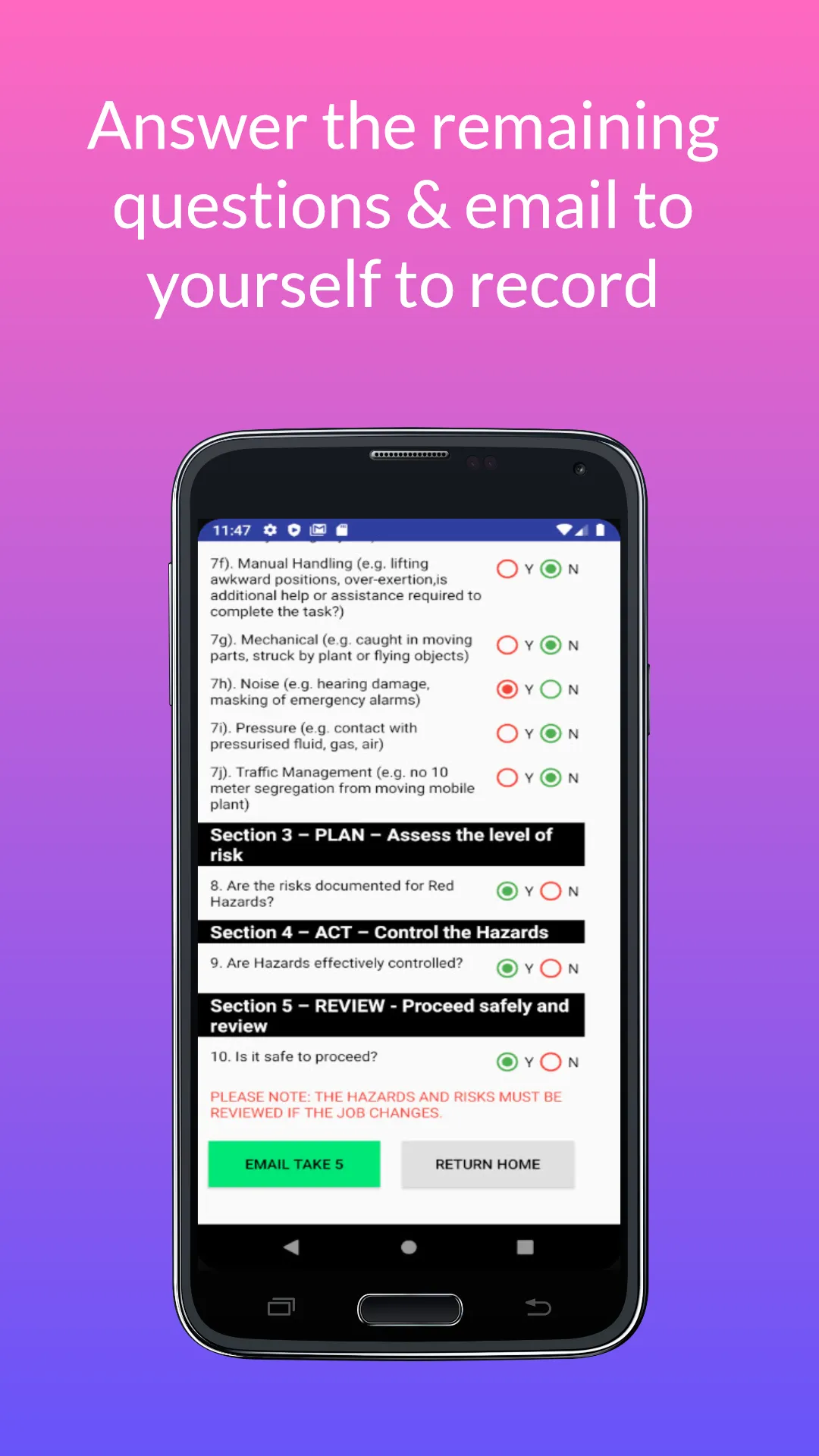 Take5 Personal Risk Assessment | Indus Appstore | Screenshot