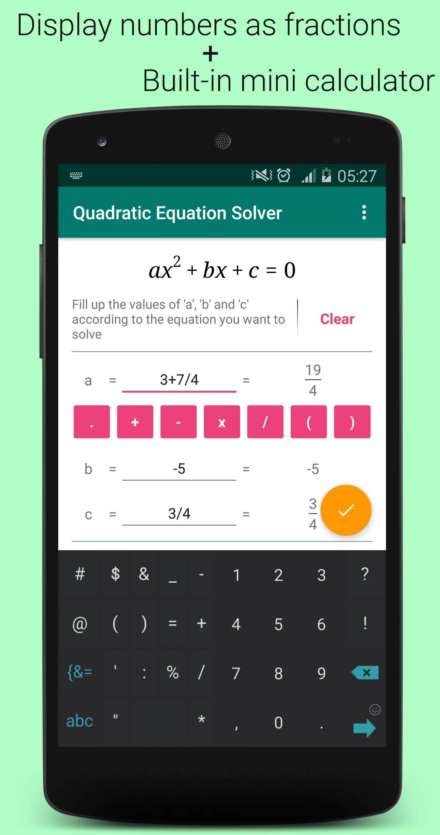 Quadratic Equation Solver | Indus Appstore | Screenshot