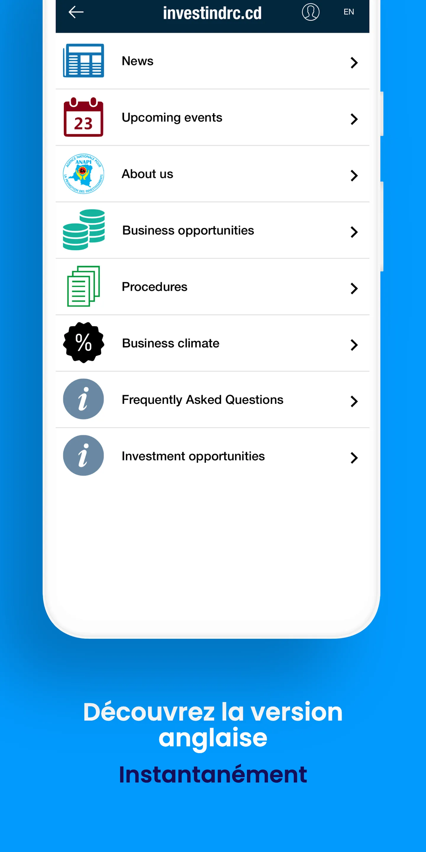 ANAPI  -  Invest in DRC | Indus Appstore | Screenshot