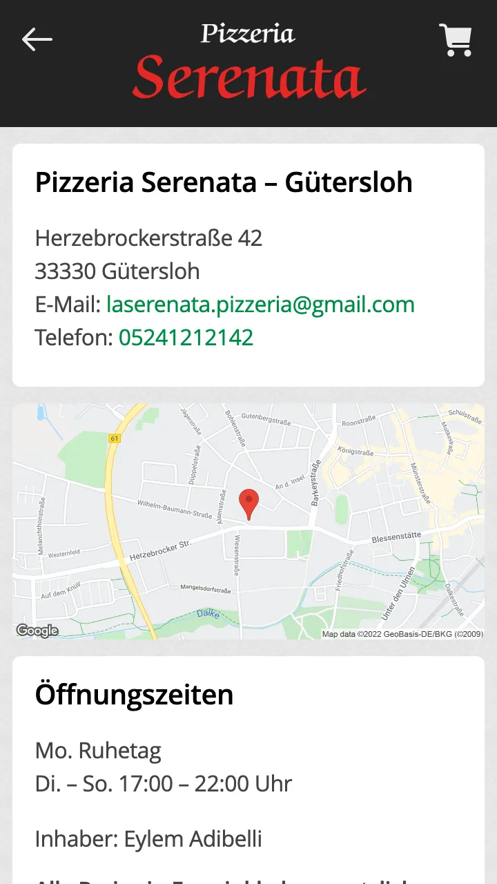 Pizzeria Serenata Gütersloh | Indus Appstore | Screenshot