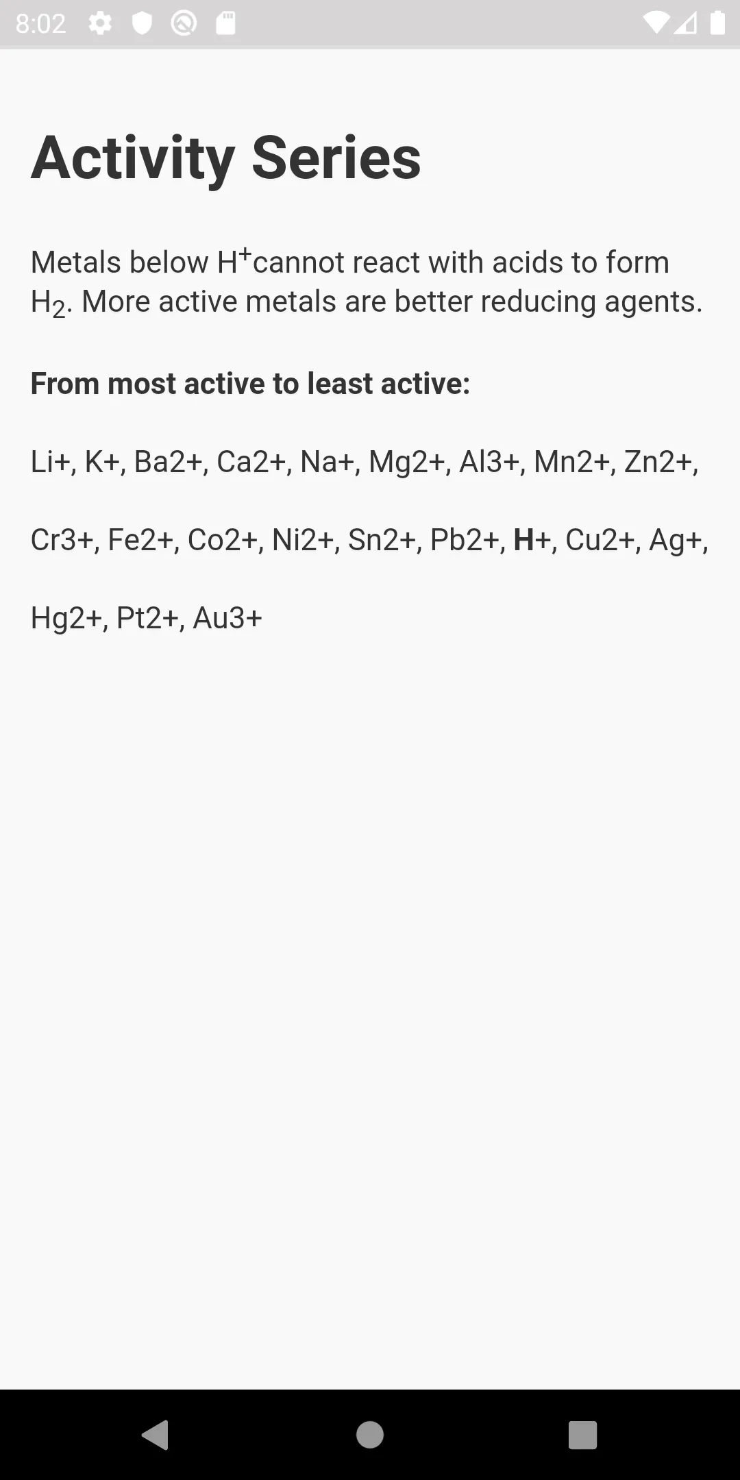 Chemistry Cheat Sheet | Indus Appstore | Screenshot