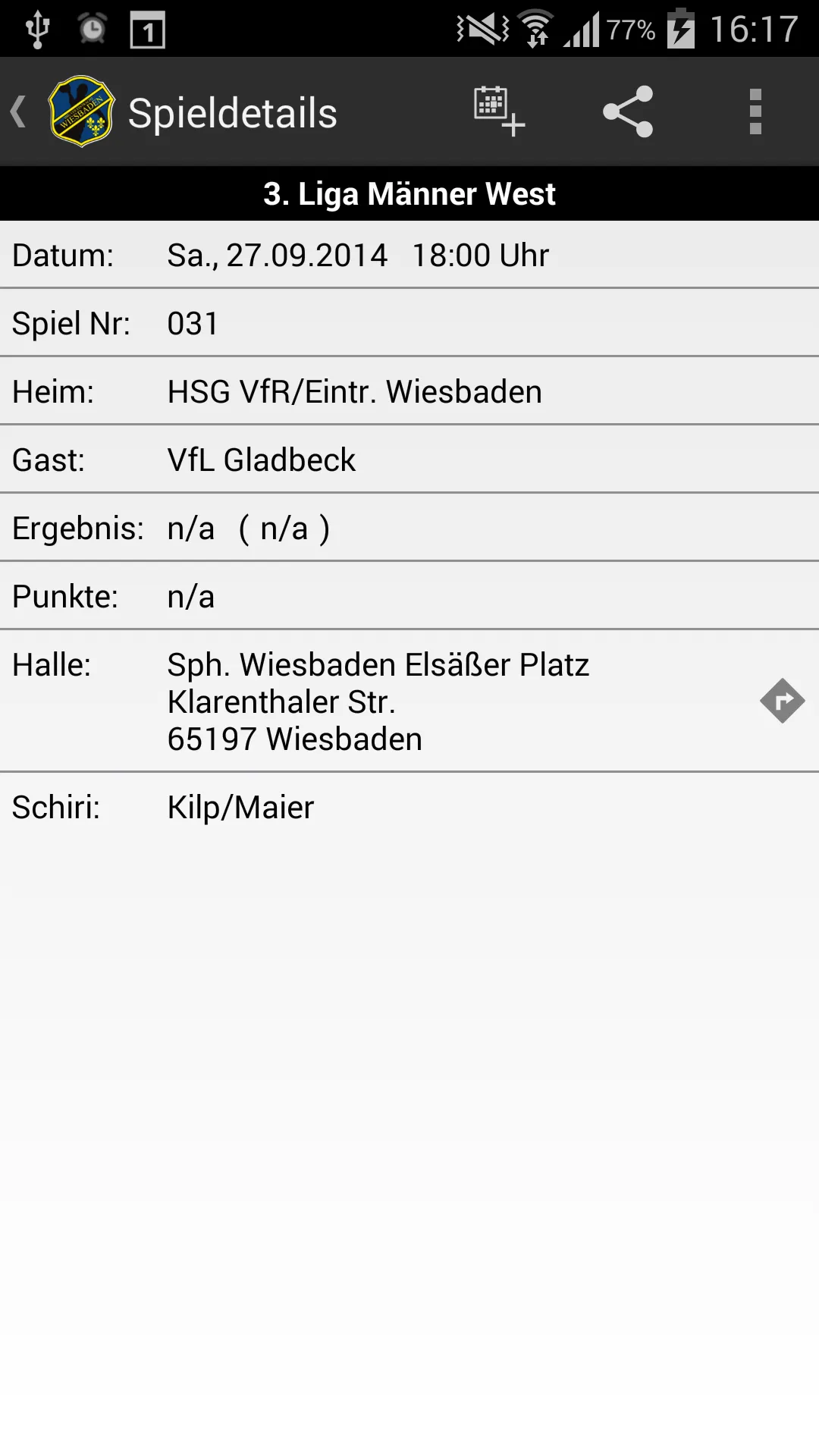 HSG VfR/Eintracht Wiesbaden | Indus Appstore | Screenshot