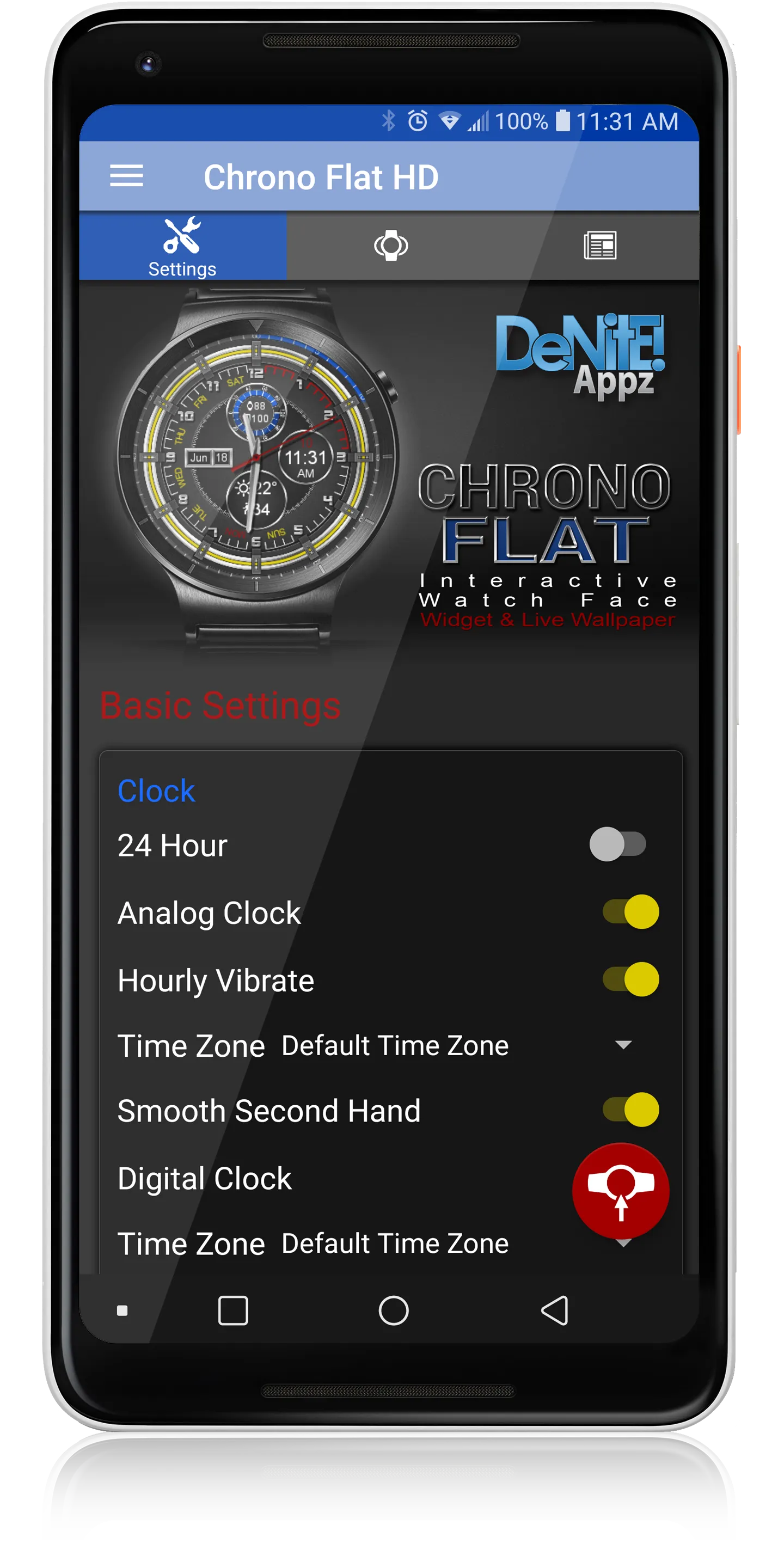 Chrono Flat HD Watch Face | Indus Appstore | Screenshot