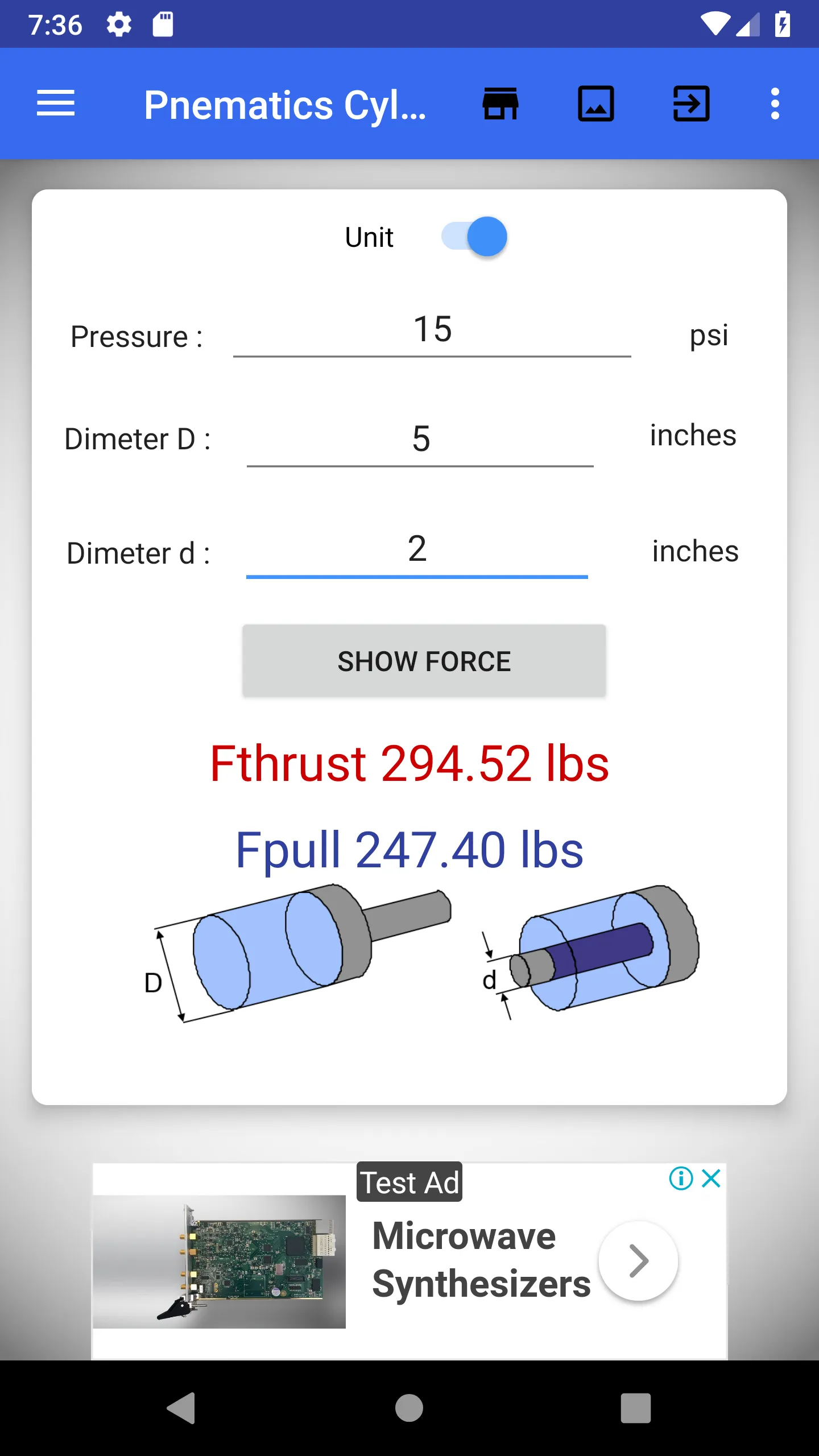 Pneumatic Cylinder Calculator | Indus Appstore | Screenshot