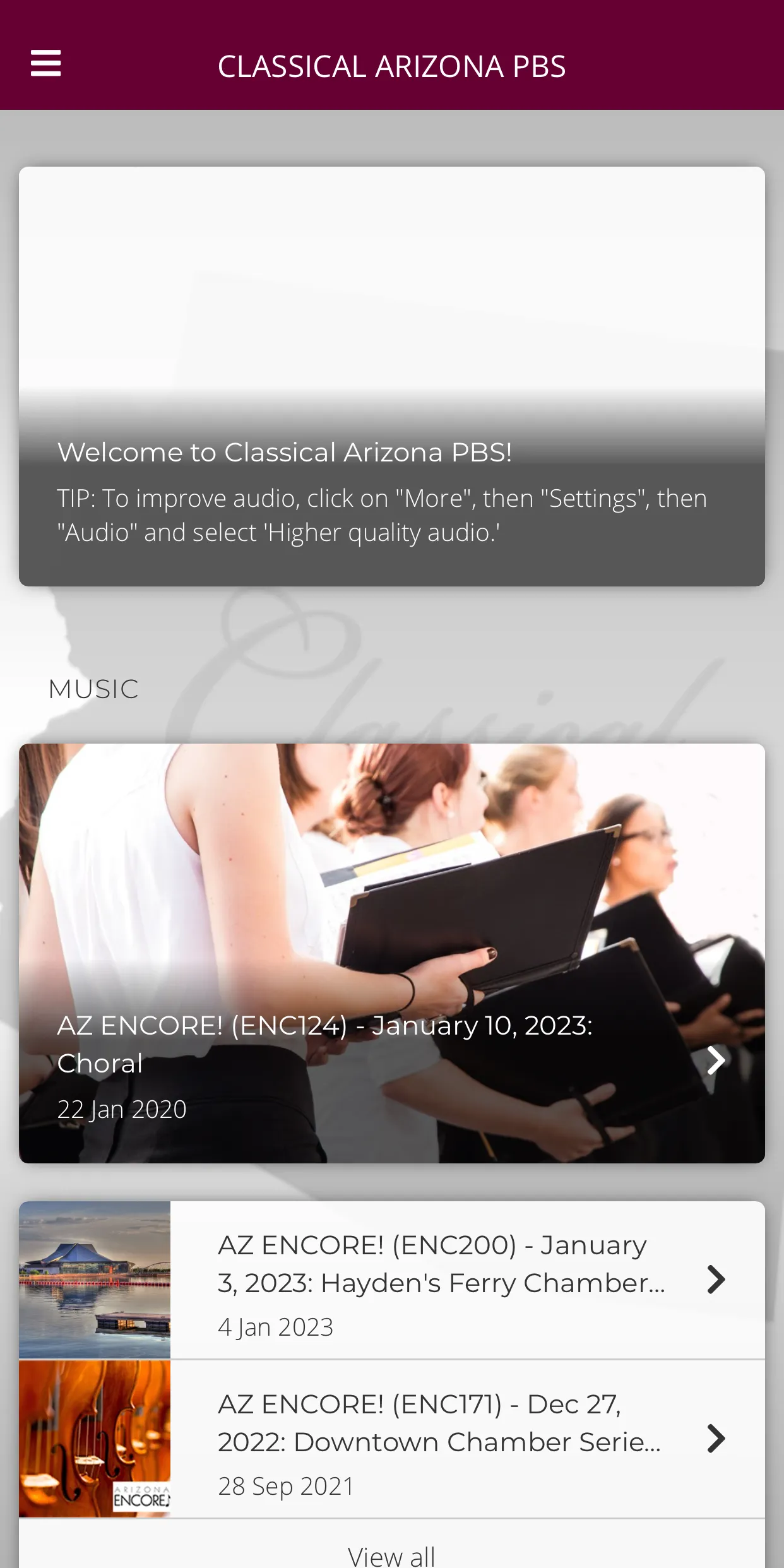 Classical Arizona PBS | Indus Appstore | Screenshot