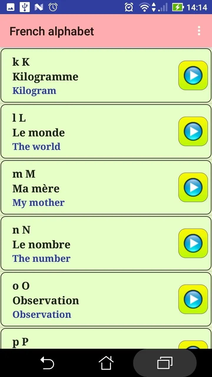 French alphabet pronunciation | Indus Appstore | Screenshot