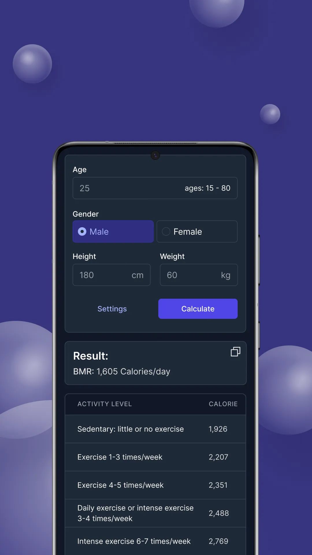 BMR Calculator | Indus Appstore | Screenshot