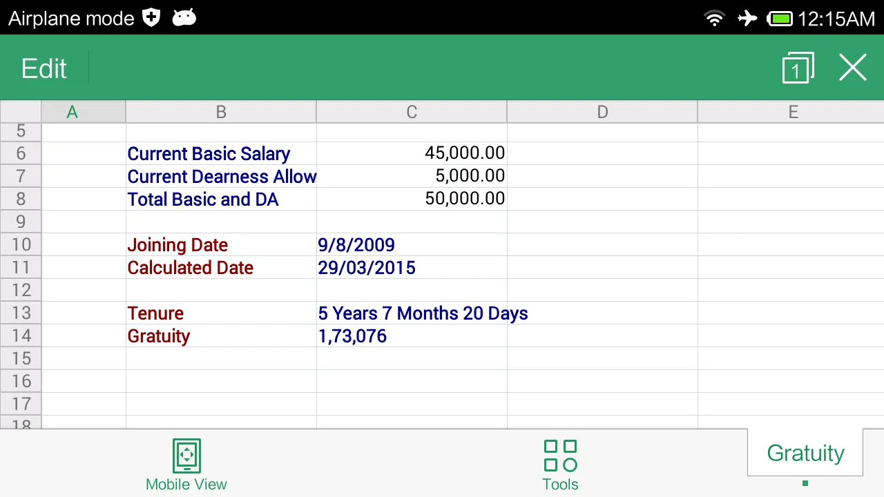 Gratuity Calculator | Indus Appstore | Screenshot