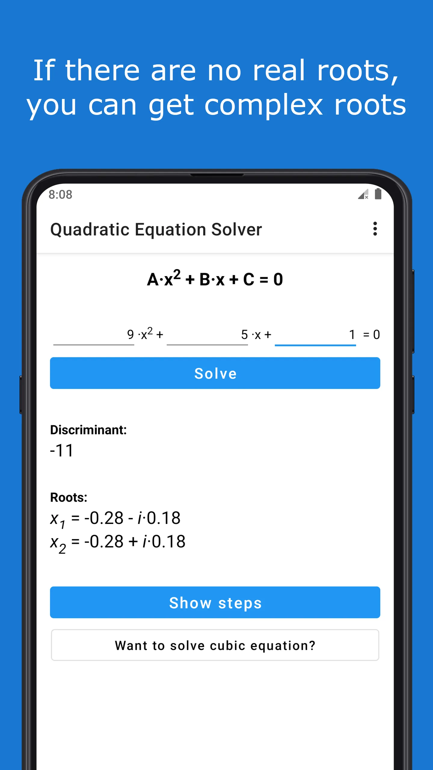 Quadratic Equation Solver | Indus Appstore | Screenshot