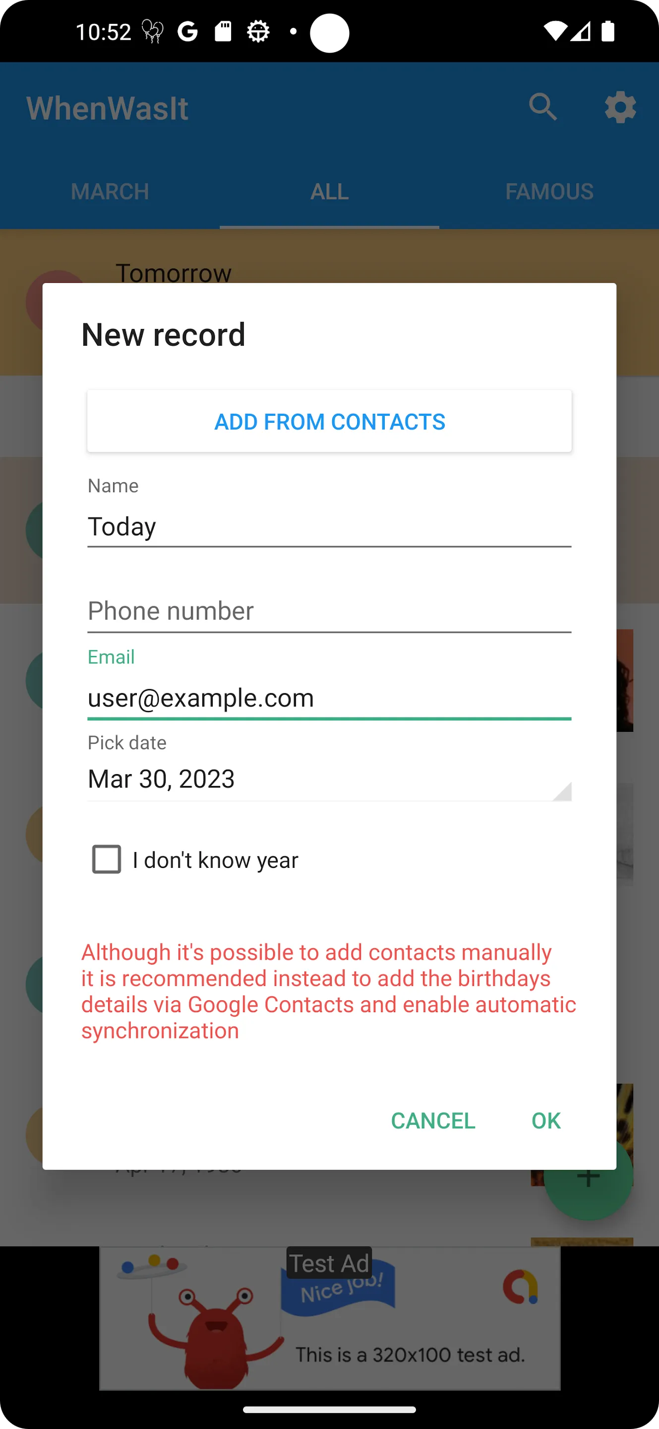 WhenWasIt (birthday reminder) | Indus Appstore | Screenshot