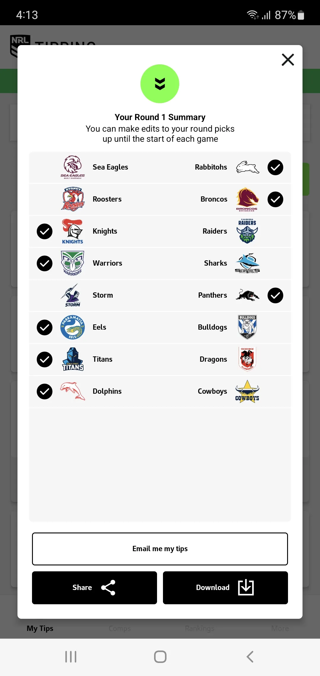 NRL Tipping | Indus Appstore | Screenshot