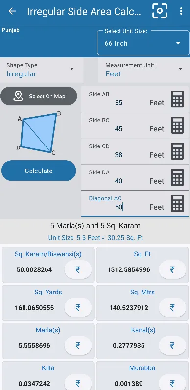 Land Area Calculator | Indus Appstore | Screenshot