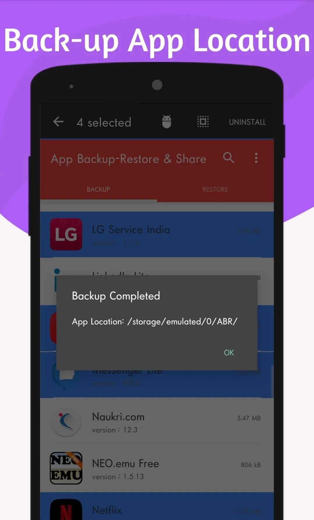 APK Backup | Restore & Share | Indus Appstore | Screenshot