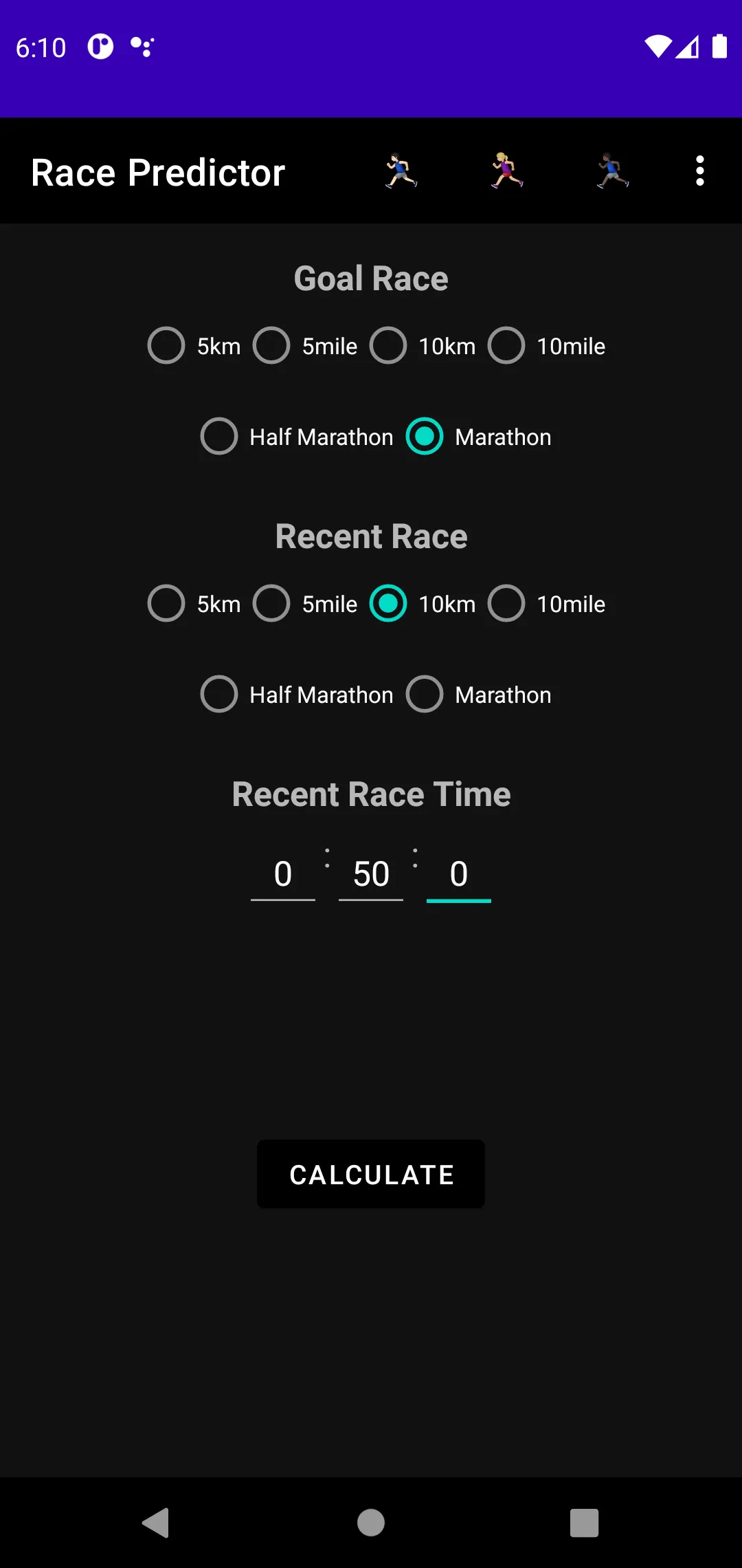 Marathon time predictor | Indus Appstore | Screenshot