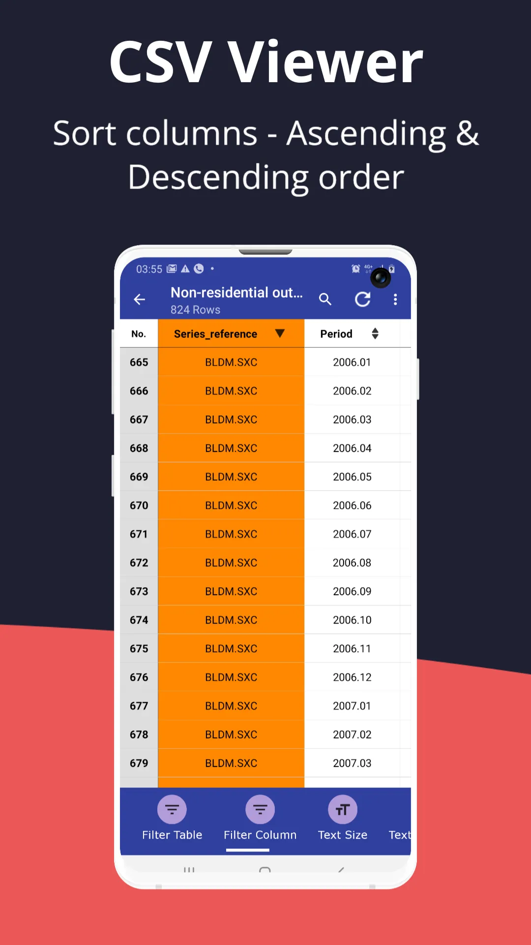 CSV File Viewer | Indus Appstore | Screenshot