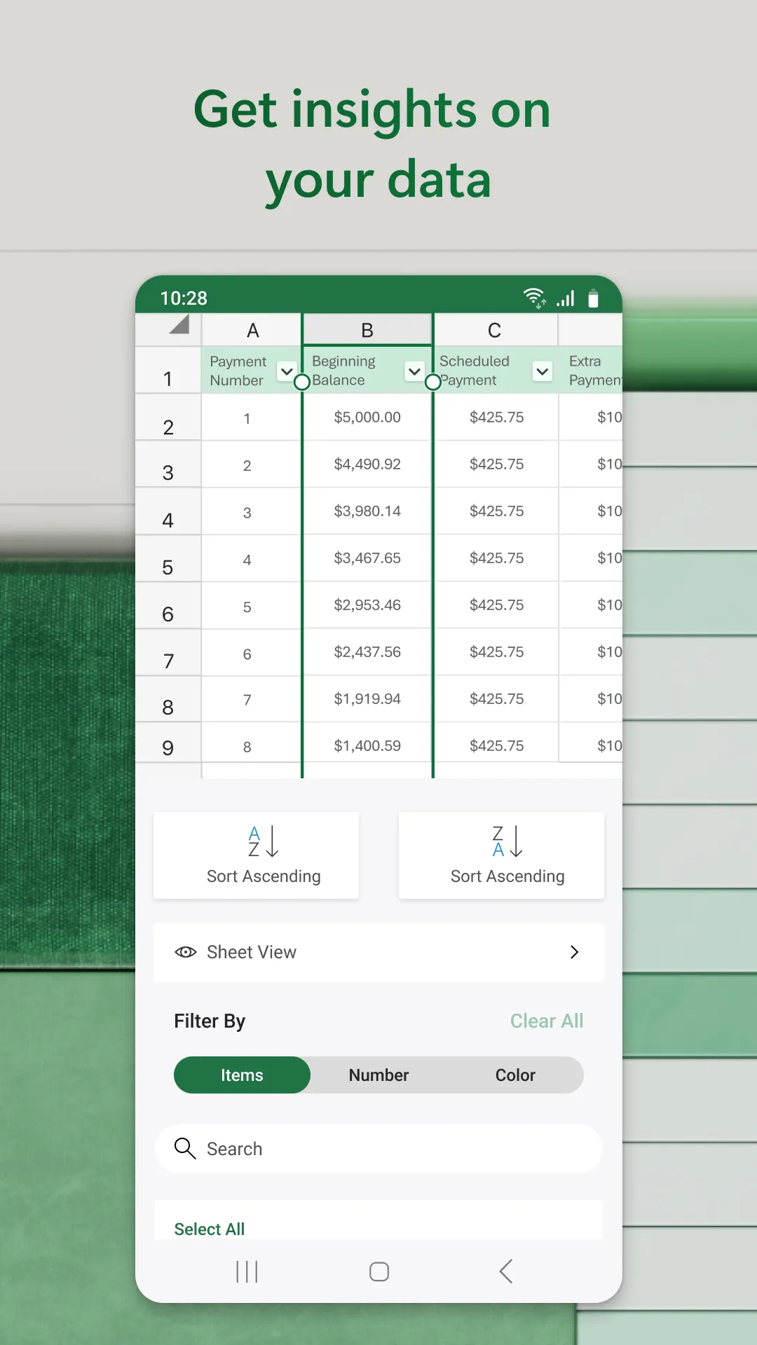 Microsoft Excel: Spreadsheets | Indus Appstore | Screenshot