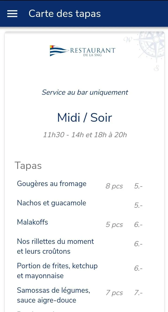 Restaurant SNG Menu | Indus Appstore | Screenshot