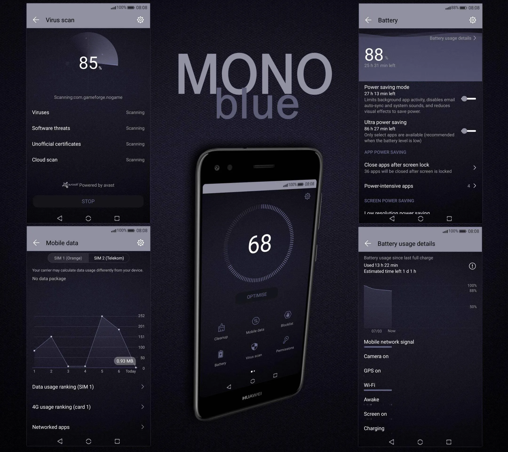 [EMUI 5/8]Mono Blue Theme | Indus Appstore | Screenshot