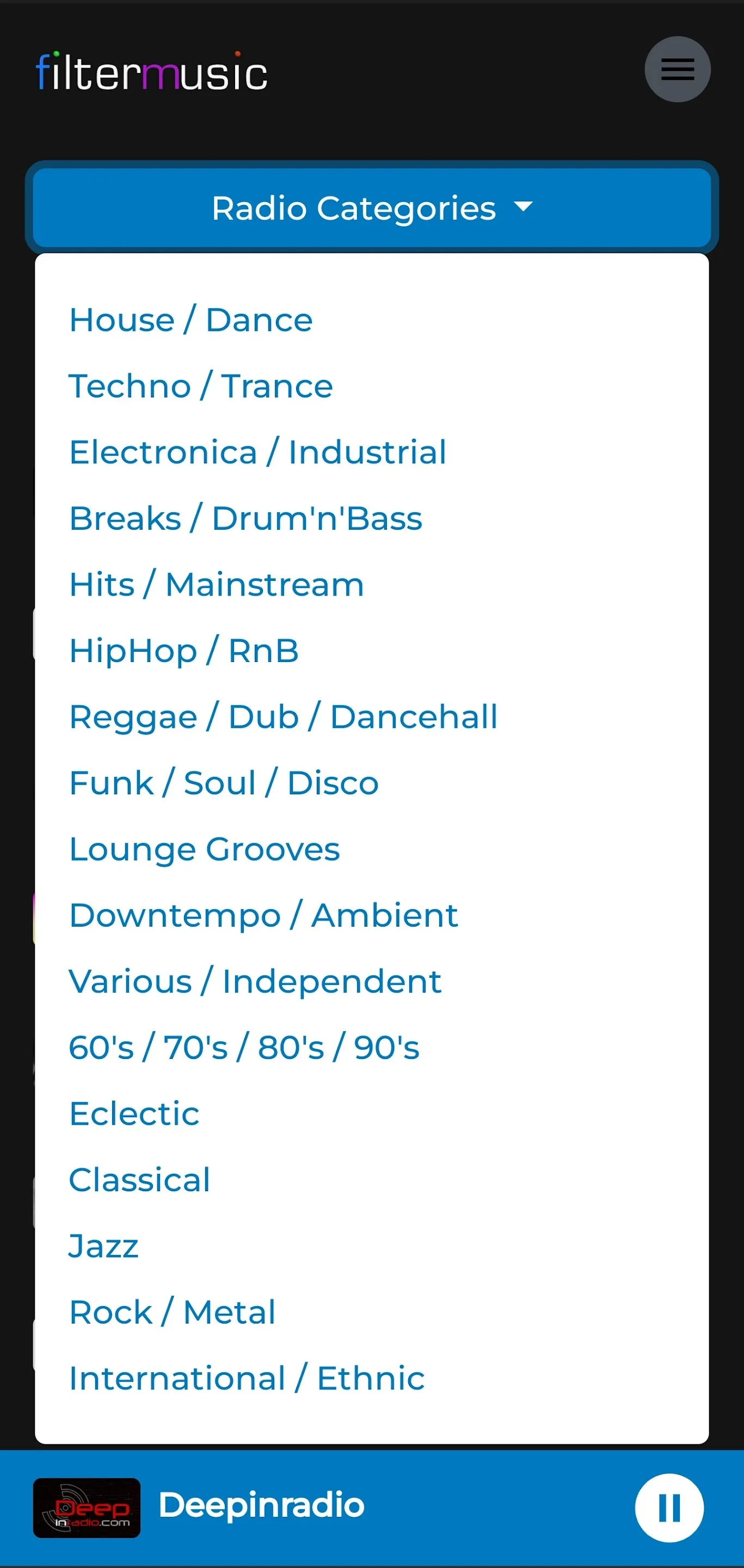 filtermusic.net radio | Indus Appstore | Screenshot