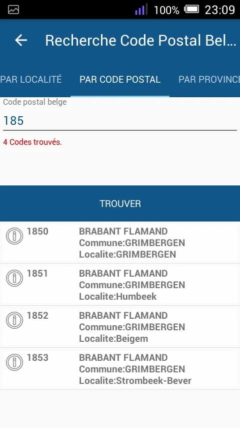 Code Postal Belge | Indus Appstore | Screenshot