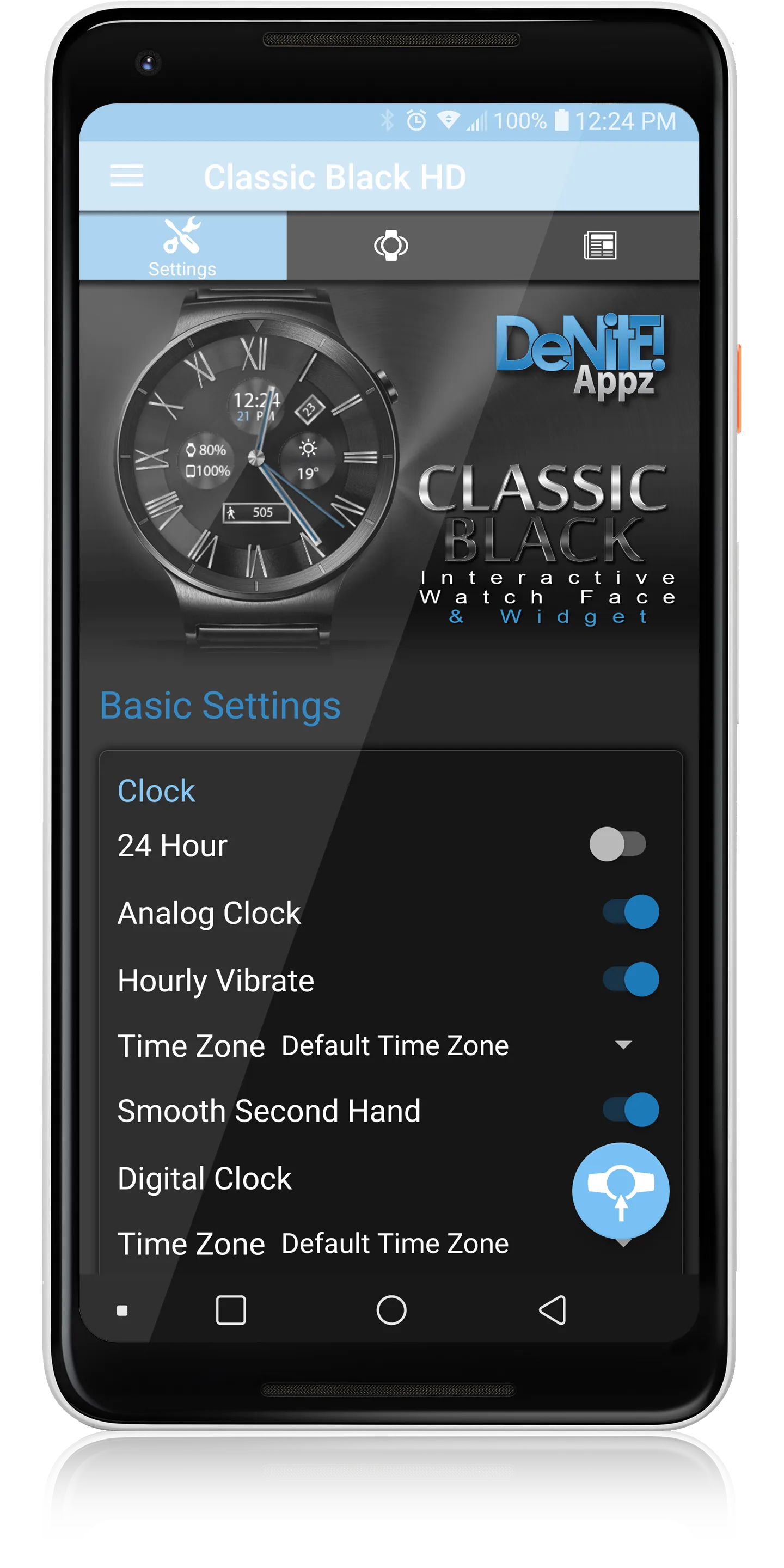 Classic Black HD Watch Face | Indus Appstore | Screenshot