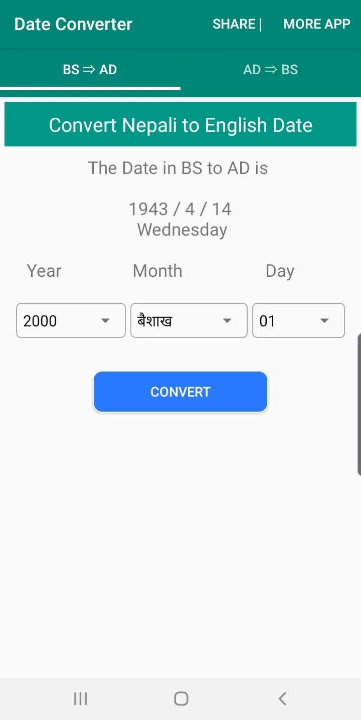 BS to AD Nepali Date Converter | Indus Appstore | Screenshot