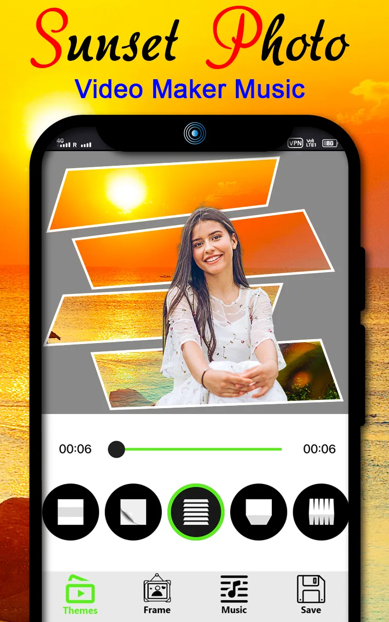 Sunset photo video maker music | Indus Appstore | Screenshot