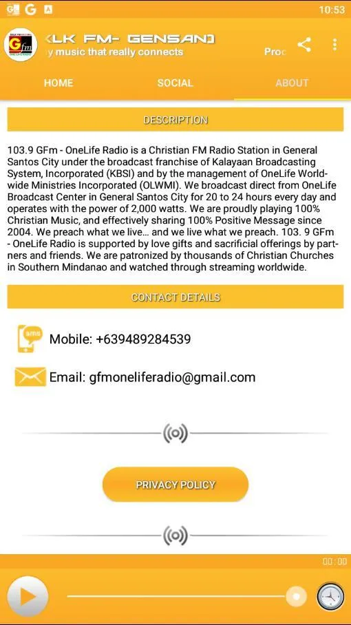 103.9 GFm - OneLife Radio (DXL | Indus Appstore | Screenshot