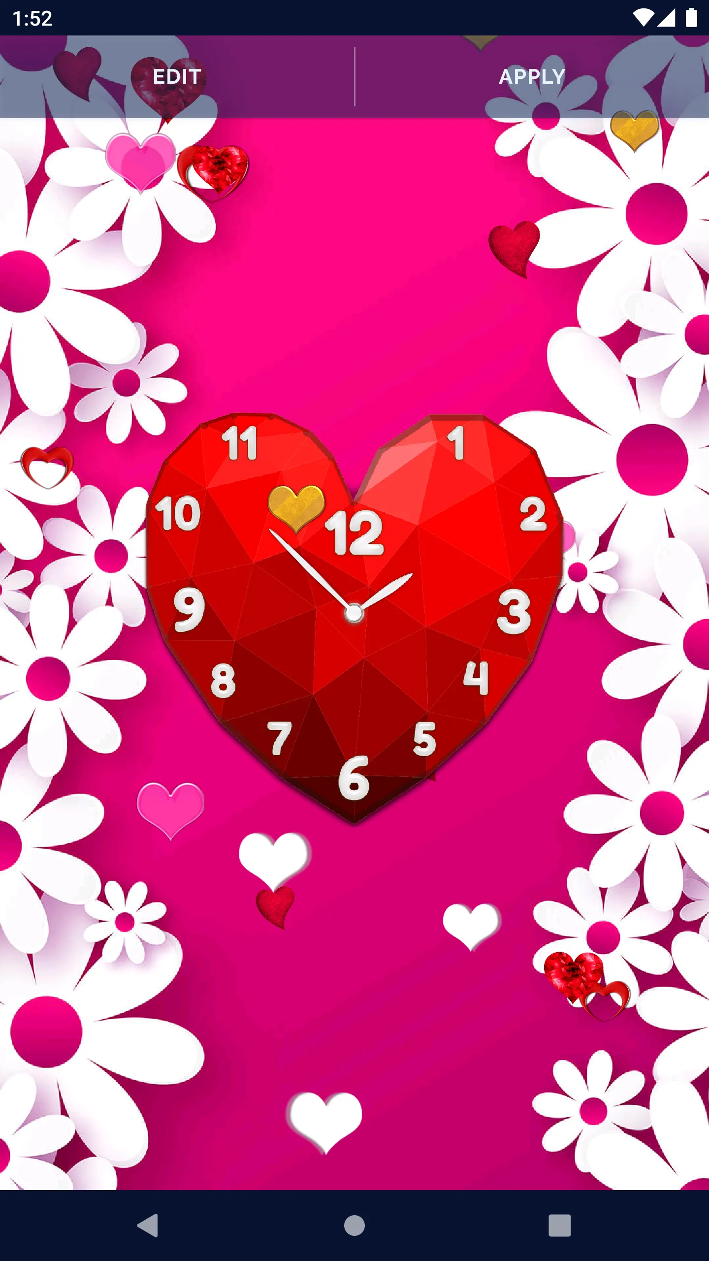 Love Hearts Clock Wallpaper | Indus Appstore | Screenshot