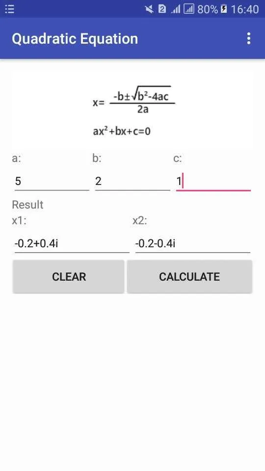 Quadratic Equation Calculator | Indus Appstore | Screenshot