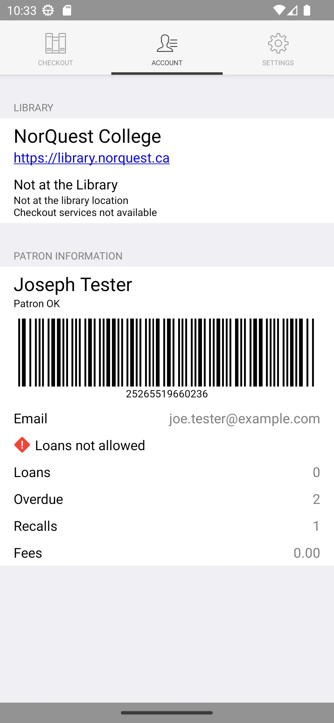 NorQuest Library Checkout | Indus Appstore | Screenshot