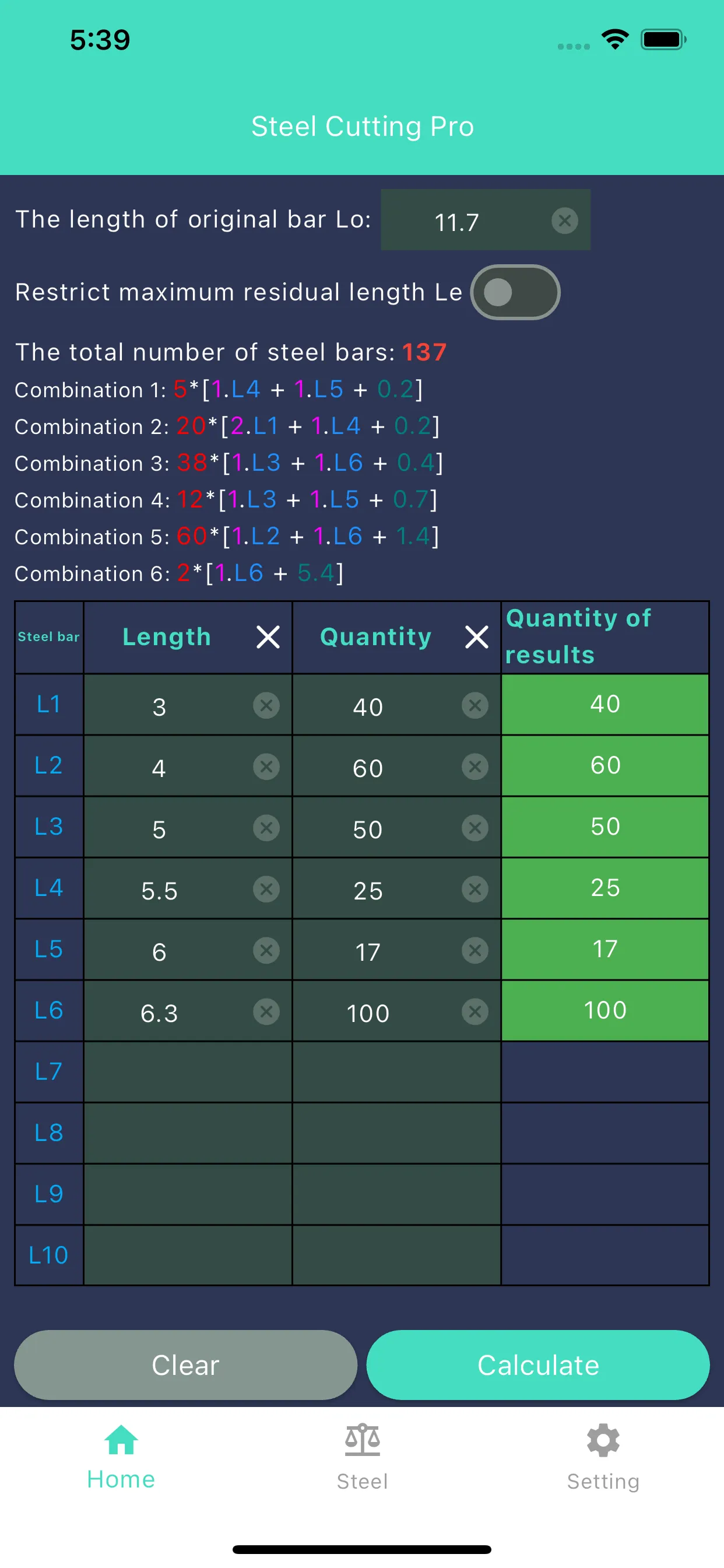 Steel cutting optimization Pro | Indus Appstore | Screenshot