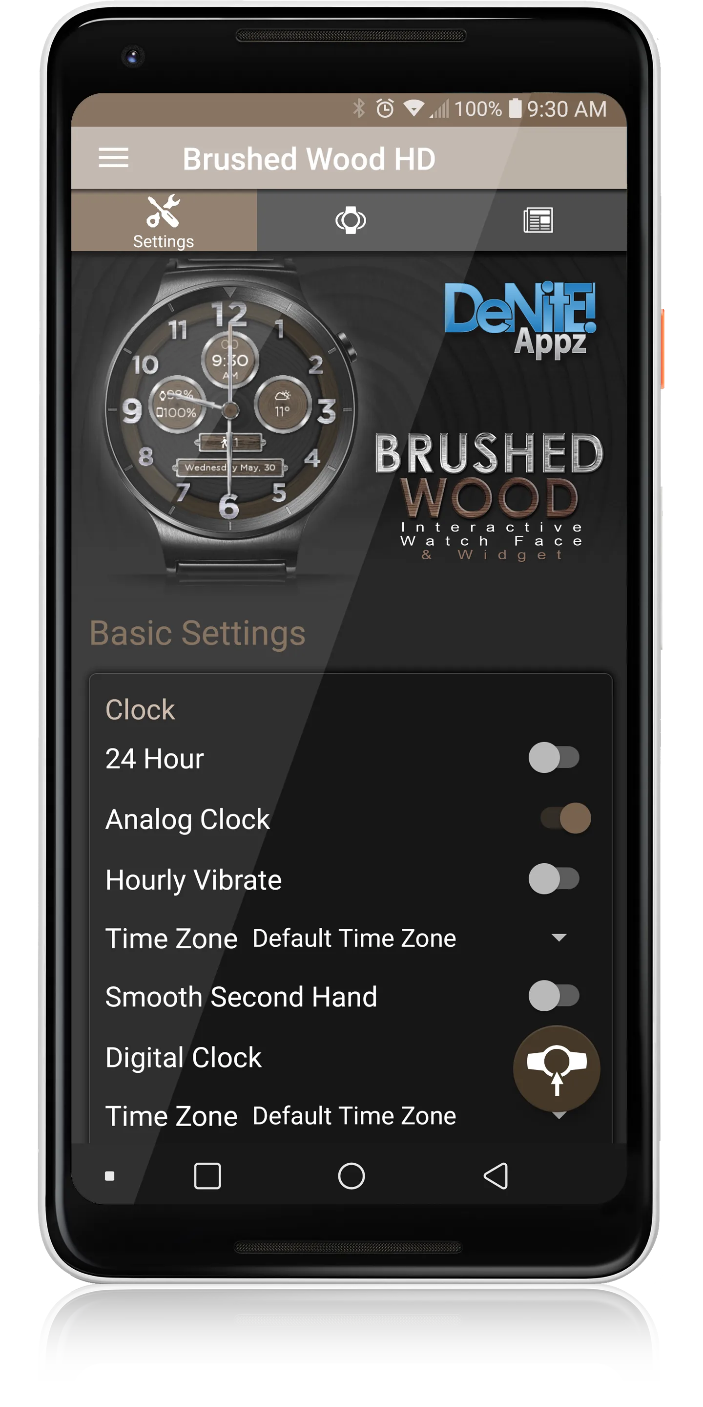 Brushed Wood HD Watch Face | Indus Appstore | Screenshot