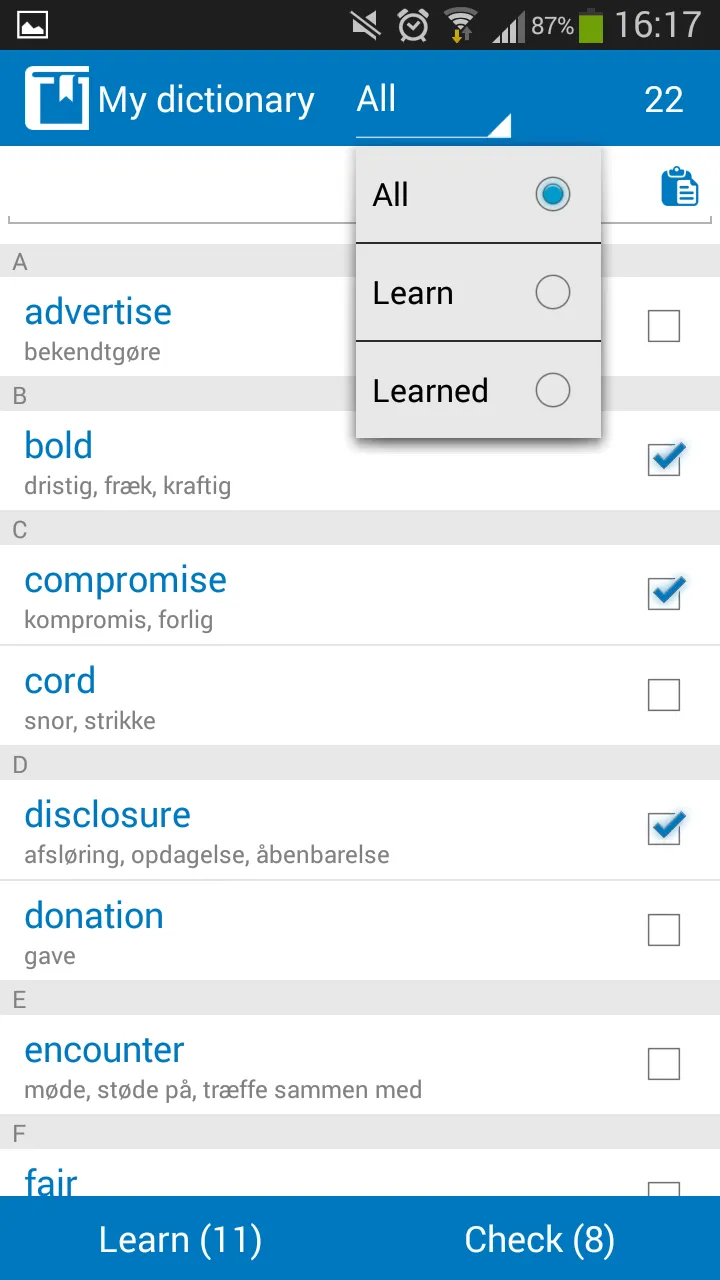 Danish - English dictionary | Indus Appstore | Screenshot