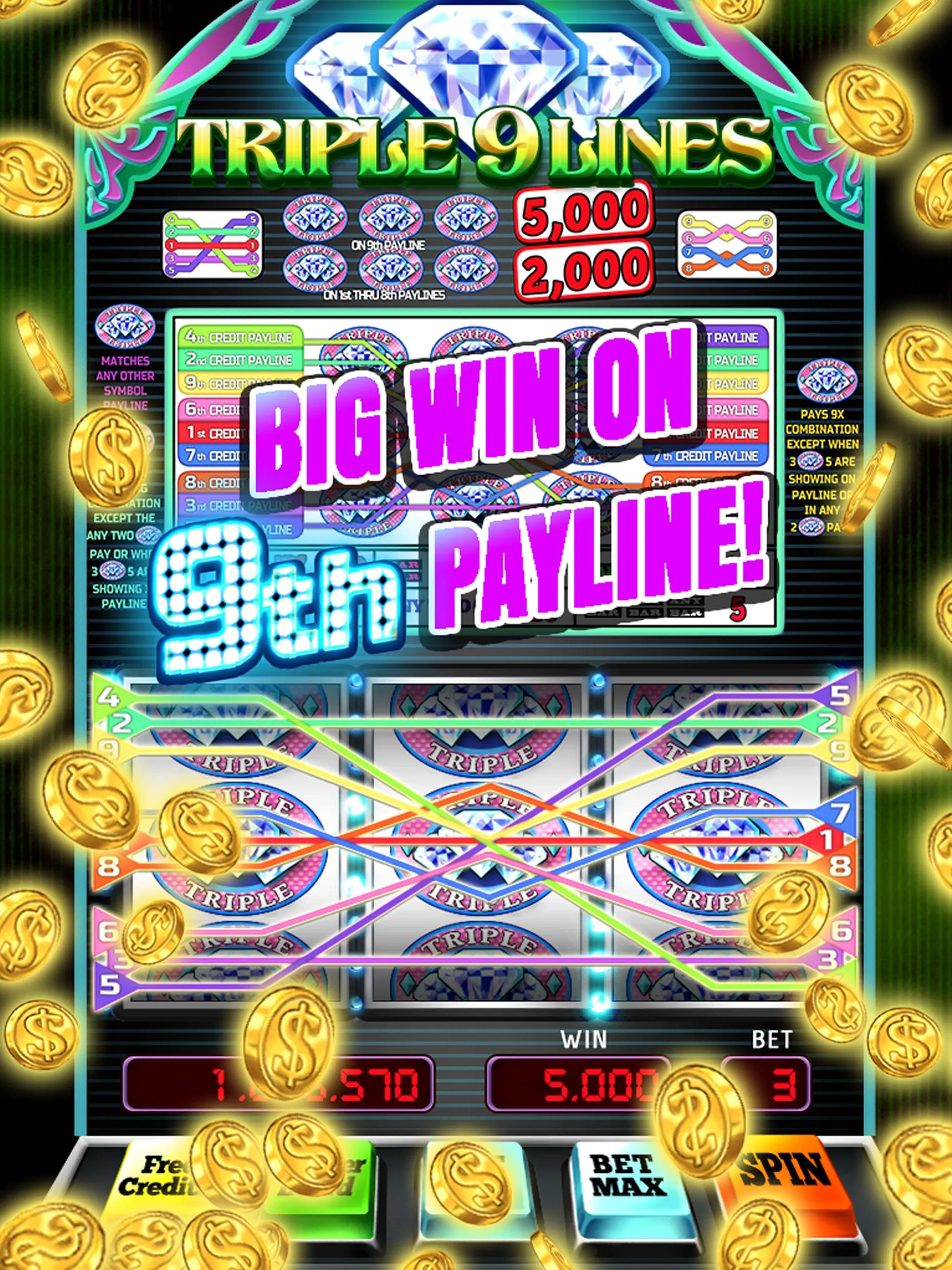 Triple 9 Lines Diamond Slots | Indus Appstore | Screenshot